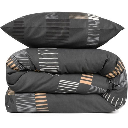 Completo letto - 1 copripiumino 220x240 cm + 2 federe 60x60 cm - 65% cotone, 35% poliestere - Antracite