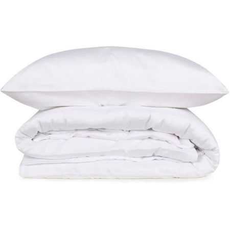 Completo letto - 1 copripiumino 220 x 240 cm + 2 federe 60 x 60 cm - 100% raso di cotone - Bianco