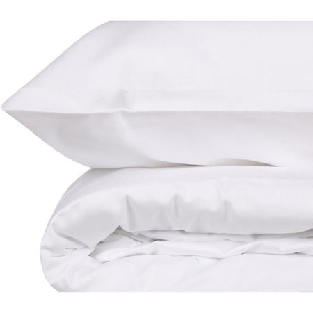 Completo letto - 1 copripiumino 220 x 240 cm + 2 federe 60 x 60 cm - 100% raso di cotone - Bianco