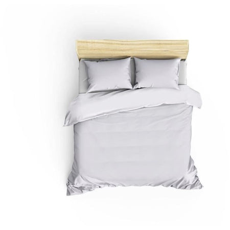Completo letto - 1 copripiumino 220 x 240 cm + 2 federe 60 x 60 cm - 100% raso di cotone - Bianco