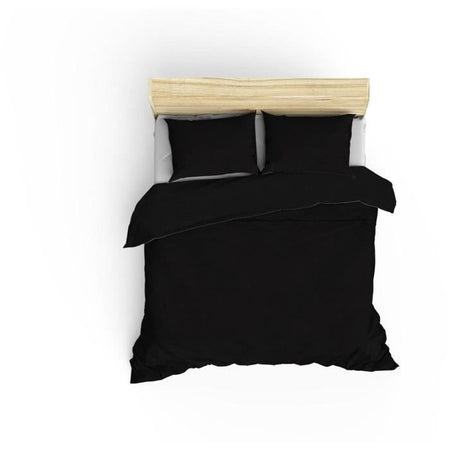 Completo letto - 1 copripiumino 220 x 240 cm + 2 federe 60 x 60 cm - 100% raso di cotone - Nero