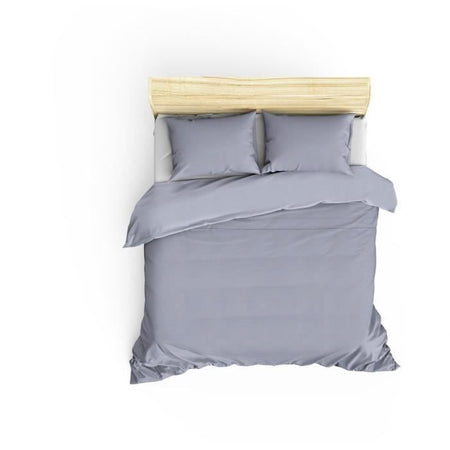 Completo letto - 1 copripiumino 220 x 240 cm + 2 federe 60 x 60 cm - 100% raso di cotone - Grigio