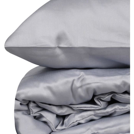 Completo letto - 1 copripiumino 220 x 240 cm + 2 federe 60 x 60 cm - 100% raso di cotone - Grigio