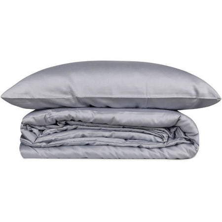 Completo letto - 1 copripiumino 220 x 240 cm + 2 federe 60 x 60 cm - 100% raso di cotone - Grigio