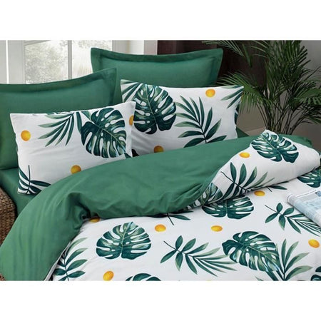 Completo letto - 1 copripiumino 220 x 240 cm + 2 federe 60 x 60 cm - 65% cotone, 35% poliestere - Verde