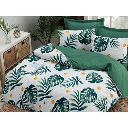 Completo letto - 1 copripiumino 220 x 240 cm + 2 federe 60 x 60 cm - 65% cotone, 35% poliestere - Verde
