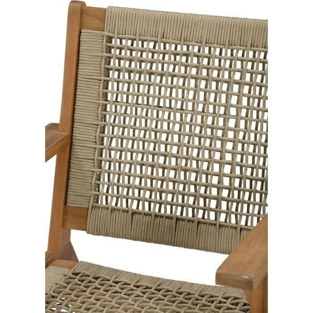 Poltroncina bassa in legno FSC Acacia e resina intrecciata - 1 persona - Merida - Verde oliva