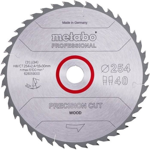 Lama per sega circolare Pro - METABO - Precision Cut Wood HW/CT 254x30, 40 WZ 20