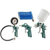 METABO - Set di attrezzi per aria compressa LPZ 4 (pistola di soffiaggio, pistola per gonfiaggio pneumatici, pistola per vernice con tubo a spirale, connettore