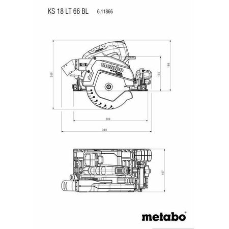 Sierra circular portátil a batería - METABO - KS 18 LTX 66 BL - 18 V - hoja de sierra circular de metal duro