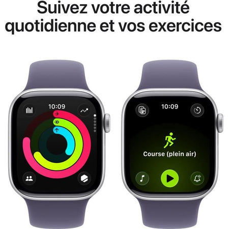 Apple Watch Series 11 GPS - 42 mm - Cassa in alluminio argento - Cinturino Sport viola nebbia - S/M