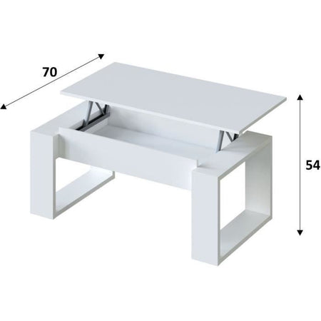 Tavolino alzabile - Melaminico bianco - L 105 x P 55 x H 45 cm NOVA