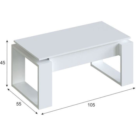 Tavolino alzabile - Melaminico bianco - L 105 x P 55 x H 45 cm NOVA