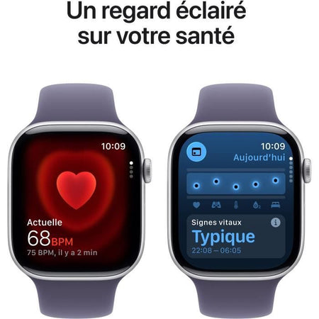 Apple Watch Series 11 GPS - 46 mm - Cassa in alluminio argento - Cinturino Sport viola nebbia - S/M