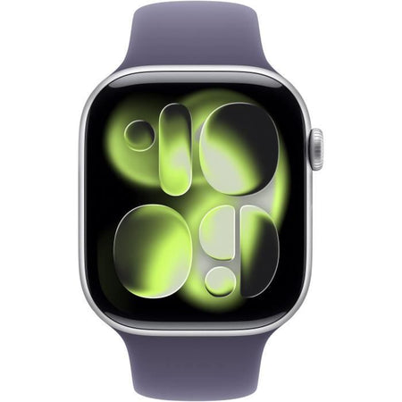 Apple Watch Series 11 GPS - 46 mm - Cassa in alluminio argento - Cinturino Sport viola nebbia - S/M