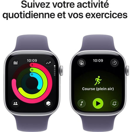 Apple Watch Series 11 GPS - 46 mm - Cassa in alluminio argento - Cinturino Sport viola nebbia - S/M