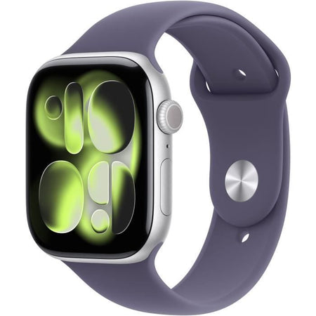 Apple Watch Series 11 GPS - 46 mm - Cassa in alluminio argento - Cinturino Sport viola nebbia - S/M