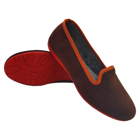 Dorea magiche ballerine donna scarpe in vellutino rasato eleganti friulane per ricevimenti, vera produzione artigianale spagnola