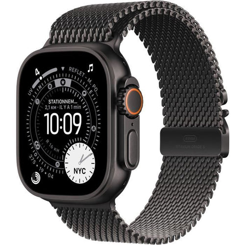 Apple Watch Ultra 3 GPS + Cellular - 49 mm - Cassa in titanio nero - Cinturino in maglia milanese in titanio nero - Grande