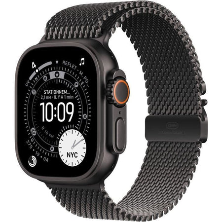 Apple Watch Ultra 3 GPS + Cellular - 49 mm - Cassa in titanio nero - Cinturino in maglia milanese in titanio nero - Grande