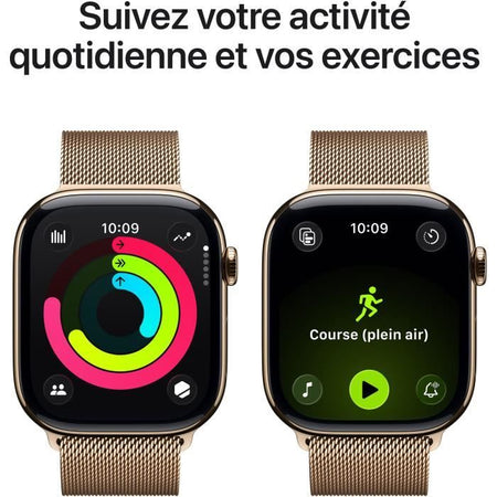 Apple Watch Series 11 GPS + Cellular - 46 mm - Cassa in titanio color oro - Cinturino in maglia milanese color oro - M/L