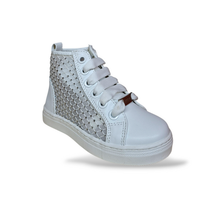 Ferrè FB-401 Sneakers Cerimonia Bambina Bianche – Eleganti con Zip | Taglie 25-40