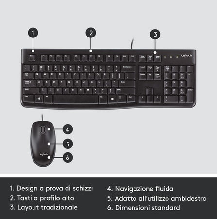 KIT TASTIERA E MOUSE LOGITECH MK120 USB