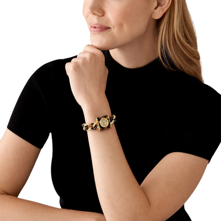 Orologio Michael Kors MK Chain Lock a tre lancette in acciaio inossidabile color tartaruga e oro MK4808 Michael Kors