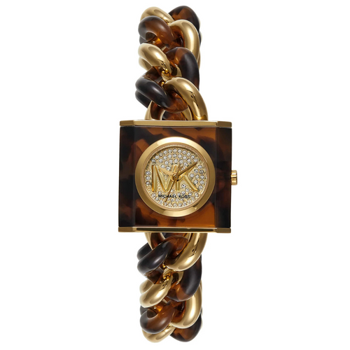 Orologio Michael Kors MK Chain Lock a tre lancette in acciaio inossidabile color tartaruga e oro MK4808 Michael Kors