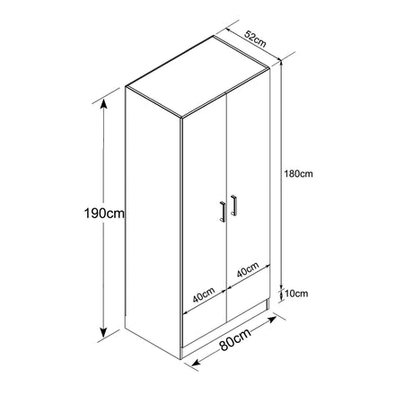 ROMOLO - armadio due ante 180x52x80 h Bianco