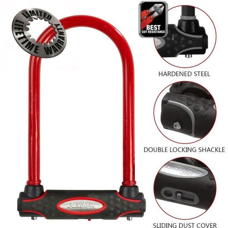 MASTER LOCK U Lucchetto per bici [Con chiave] [Portabici universale] [Lucchetto certificato] [Rosso] 8195EURDPROCOLR