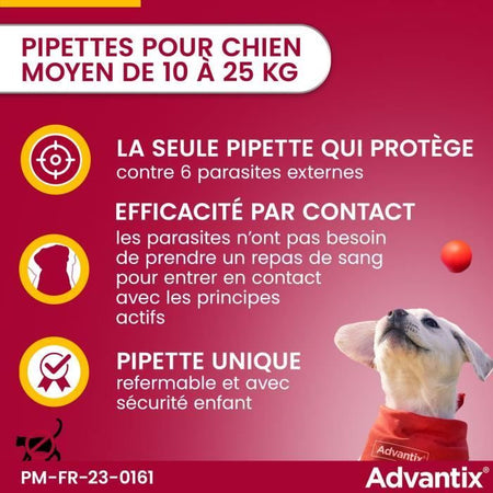 Pipette antiparassitarie ADVANTIX 6 - Per cani di media taglia da 10 a 25 kg
