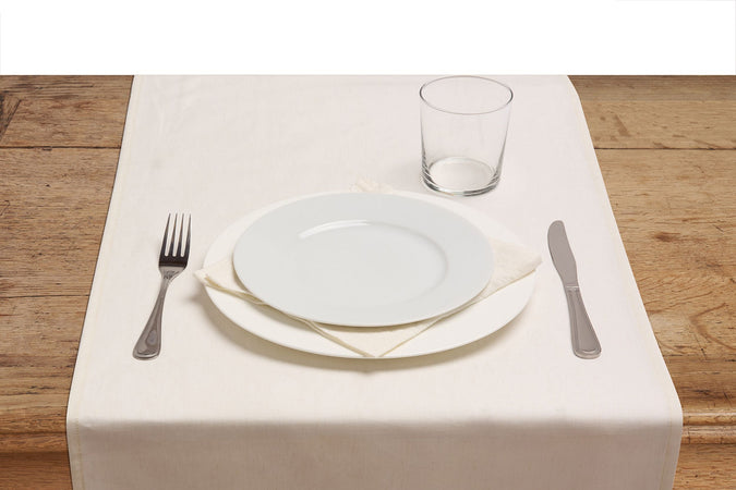 Runner in misto lino  con elegante bordo applicato made in italy  NATURALE/SABBIA