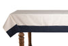 Tovaglia in misto lino con elegante bordo applicato made in italy NATURALE/BLU NOTTE