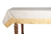 Tovaglia in misto lino con elegante bordo applicato made in italy NATURALE/GIALLO PASTELLO