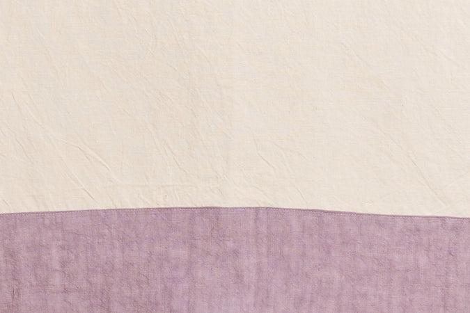 Runner in misto lino  con elegante bordo applicato made in italy  NATURALE/GLICINE