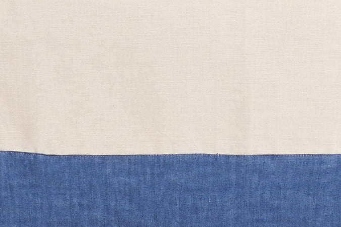 Tovaglia in misto lino con elegante bordo applicato made in italy NATURALE/BLUETTE