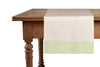 Runner in misto lino  con elegante bordo applicato made in italy  NATURALE/VERDE MENTA