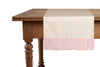 Runner in misto lino  con elegante bordo applicato made in italy  NATURALE/ROSA PERLA