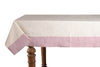 Tovaglia in misto lino con elegante bordo applicato made in italy NATURALE/ROSA PERLA