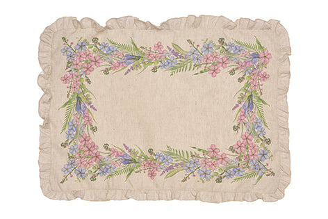 Set di 2 tovagliette americane colazione con decorazione frou frou coppia tovagliette 35 X 50 CM in misto lino stampa floreale fiori  morbide resistenti eleganti made in italy FIORI DI CAMPO