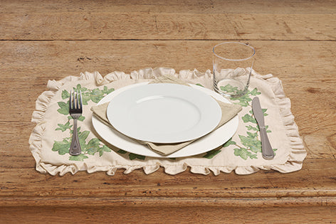 Set di 2 tovagliette americane colazione con decorazione frou frou coppia tovagliette 35 X 50 CM in misto lino stampa floreale fiori  morbide resistenti eleganti made in italy EDERA