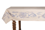 Tovaglia in misto lino stampato morbida resistente elegante made in italy MARE BLU - Vanita di raso