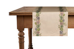 Runner da tavola in misto lino stampa floreale fiori morbido resistente elegante made in italy  SUCCULENTE - Vanita di raso