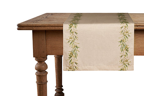 Runner da tavola in misto lino stampa floreale fiori morbido resistente elegante made in italy  ULIVO - Vanita di raso