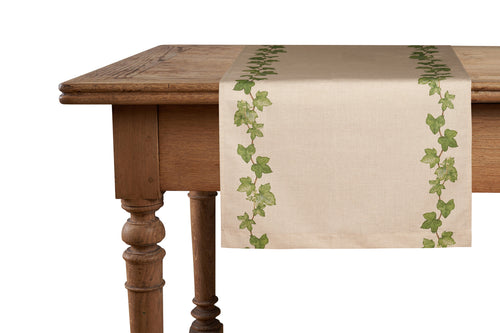 Runner da tavola in misto lino stampa floreale fiori morbido resistente elegante made in italy  EDERA - Vanita di raso