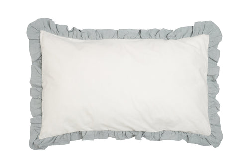 Federa con Frou Frou in misto lino Made in Italy  NATURALE/GRIGIO