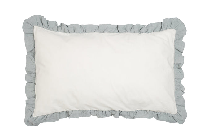 Federa con Frou Frou in misto lino Made in Italy  NATURALE/GRIGIO