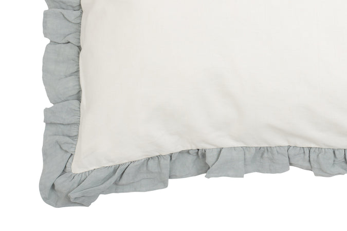 Federa con Frou Frou in misto lino Made in Italy  NATURALE/GRIGIO