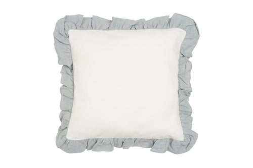 Cuscino Arredo con Frou Frou in misto lino Made in Italy  NATURALE/GRIGIO